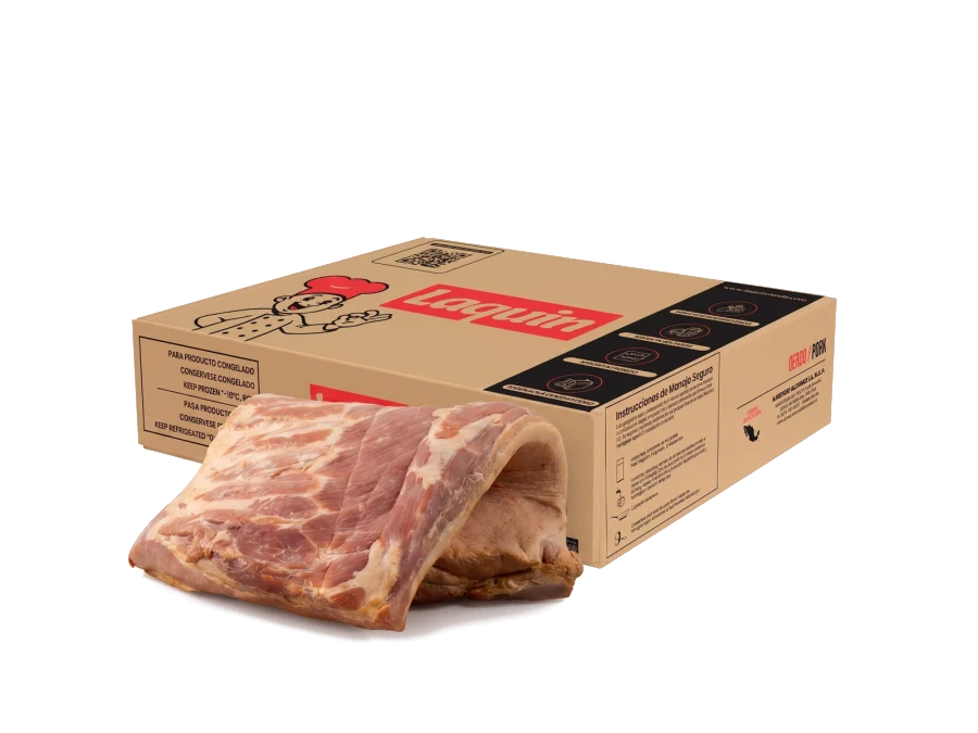 Tocino ahumado Laquin Foods de corte grueso y veta pareja Tocino ahumado Laquin Foods de corte grueso y veta pareja